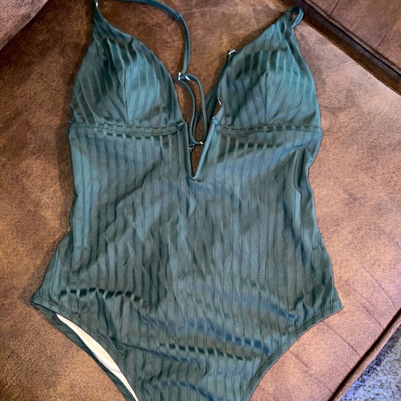 Shade & Shore Forrest green one peice bathing suit - Picture 1 of 3